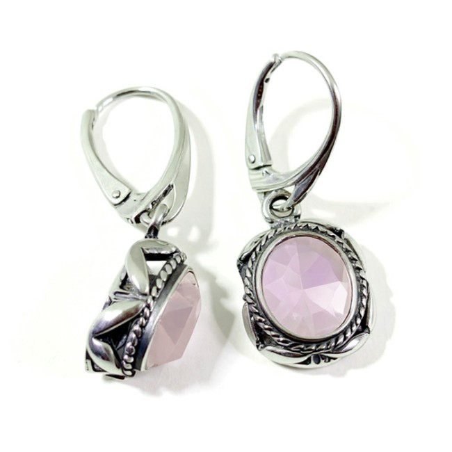 Sterling silver earrings with opalescent crystals K 2115