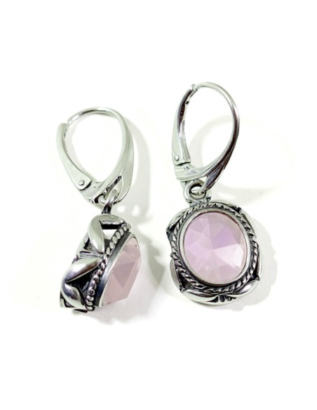 Sterling silver earrings with opalescent crystals K 2115