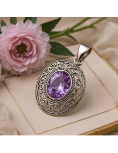 Sterling silver pendant with oval crystal W 2114 | Polcarat Design 2