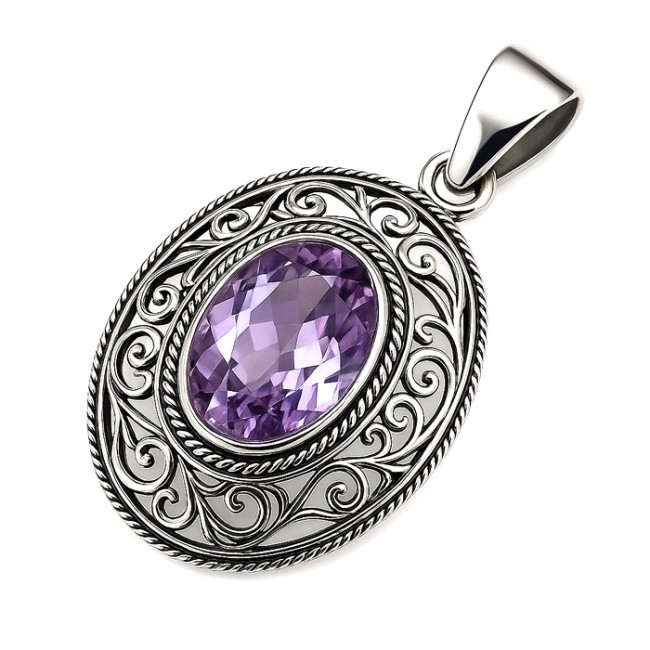Sterling silver pendant with oval crystal W 2114 | Polcarat Design