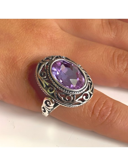 Sterling silver ring with oval crystal PK 2114 | Polcarat Design