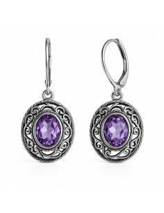 Sterling silver earrings with oval crystal K 2114 | Polcarat Design