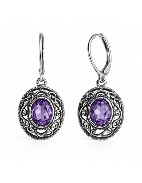 Sterling silver earrings with oval crystal K 2114 | Polcarat Design