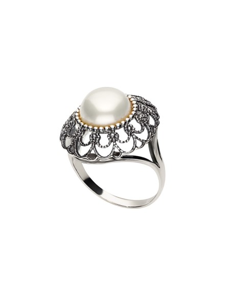 Silver oxidized ring with pearl PK 1726 Silver oxidized ring with pearl PK 1726