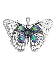 Sterling silver butterfly pendant brooch with crystals B 200