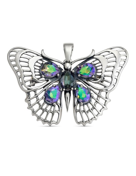 Sterling silver butterfly pendant brooch with crystals B 200