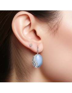 Sterling silver earrings with cat's eye K2 1716 | Polcarat Design 2