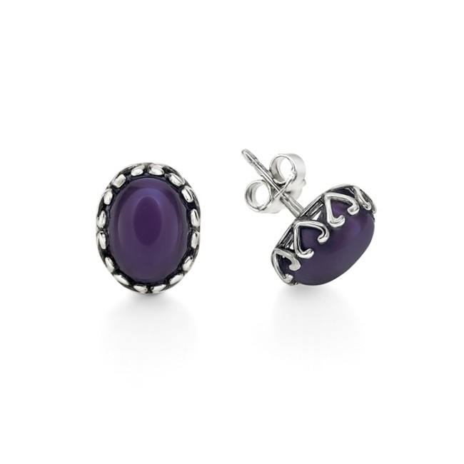 Sterling silver earrings with amethyst K3 2131 | Polcarat Design