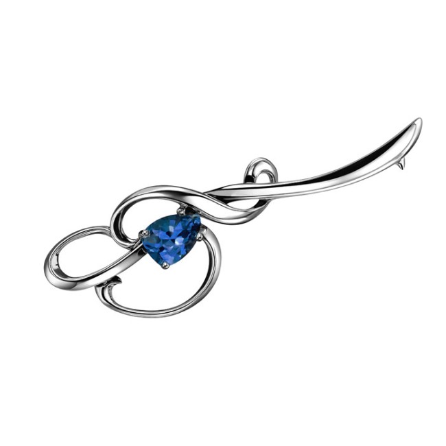 Sterling silver brooch with crystal B 116 | Polcarat Design