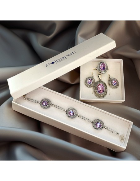 Sterling silver bracelet with crystals L 2114 | Polcarat Design