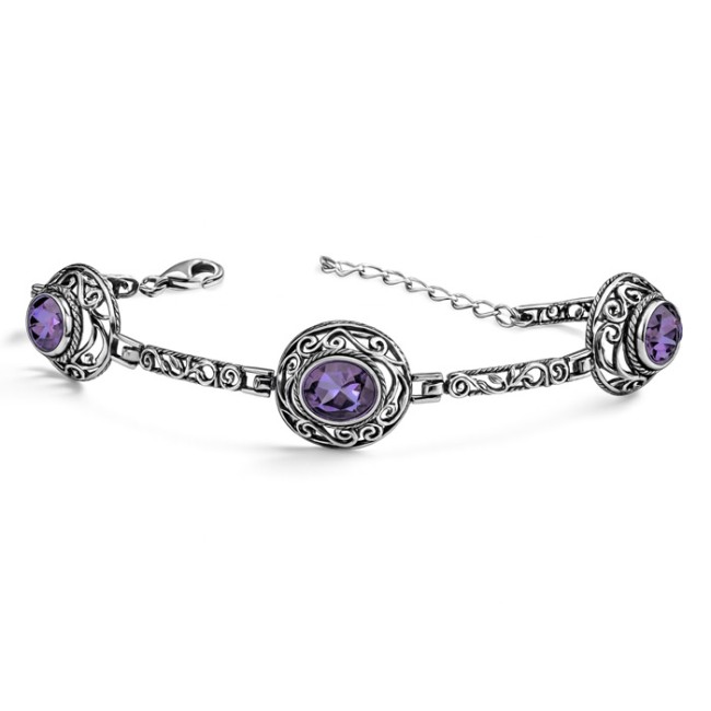 Sterling silver bracelet with crystals L 2114 | Polcarat Design