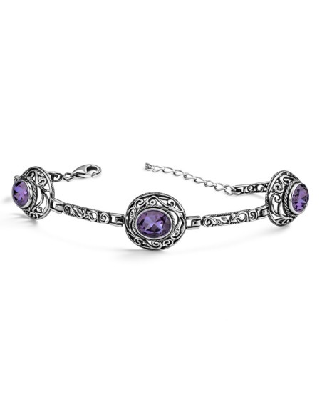 Sterling silver bracelet with crystals L 2114 | Polcarat Design