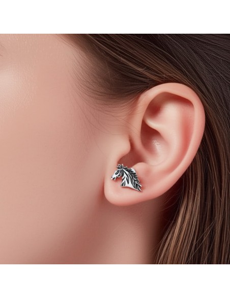 copy of Silver Horse earrings oxidized K3 1780