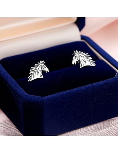 Oxidized sterling silver horse earrings K3 1785 | Polcarat Design