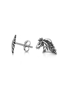 Oxidized sterling silver horse earrings K3 1785 | Polcarat Design