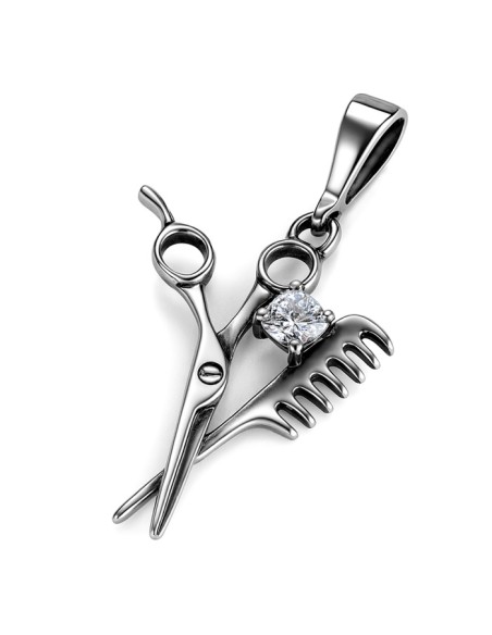 Oxidized silver pendant with cubic zirconia W 1964