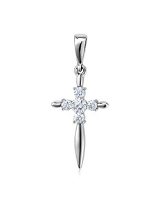 Silver cross with zircons W 384