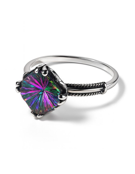 Sterling silver rhombus ring with crystal PK 2119 | Polcarat Design