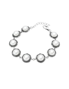 Silver bracelet with pearls L 1852 Polcarat Design
