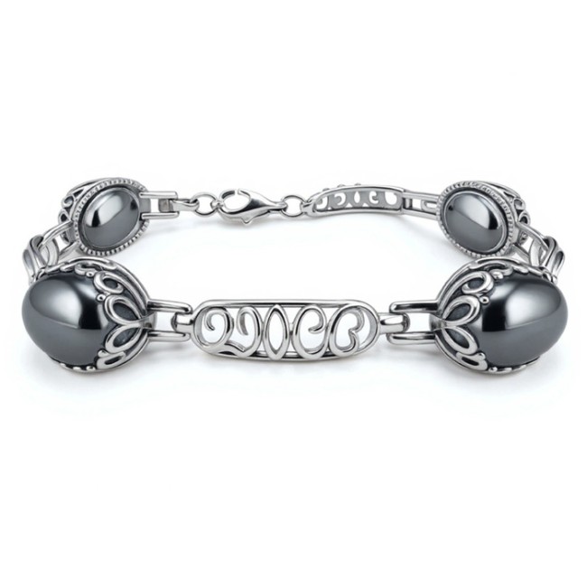 Sterling silver bracelet with hematite L 2127 | Polcarat Design