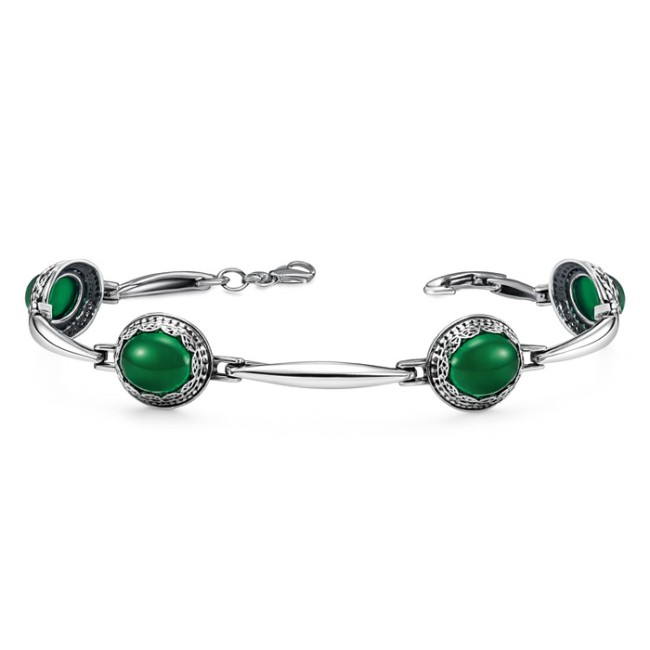 Sterling silver bracelet with agate L 2023 | Polcarat Design