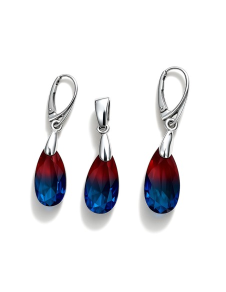 Komplet srebrny z kryształami turmaliny KPL 4119|Polcaratdesign.pl Biżuteria