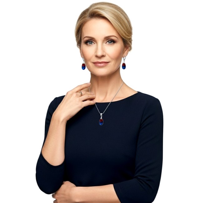 Komplet srebrny z kryształami turmaliny KPL 4119|Polcaratdesign.pl Biżuteria