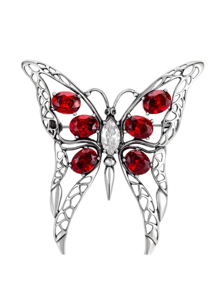 Silver brooch with Swarovski crystals BUTTERFLY B 157