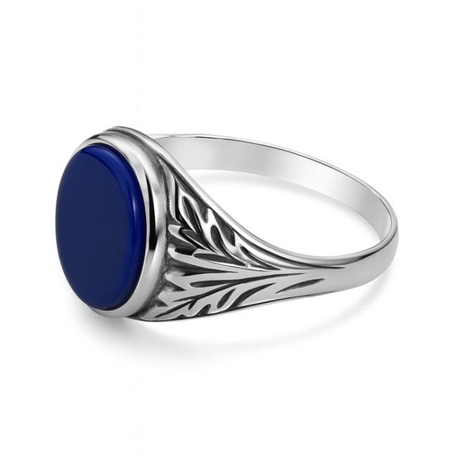 Sterling silver signet ring with lapis lazuli PB 291 | Polcarat Design
