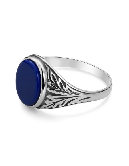 Sterling silver signet ring with lapis lazuli PB 291 | Polcarat Design