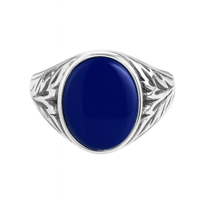 Sterling silver signet ring with lapis lazuli PB 291 | Polcarat Design