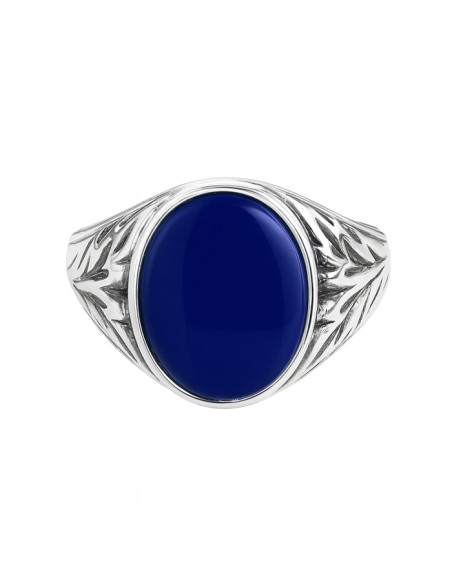 Sterling silver signet ring with lapis lazuli PB 291 | Polcarat Design