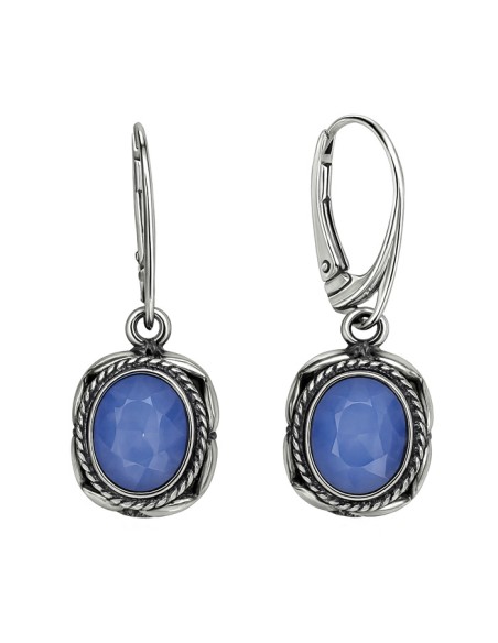 Polcarat Design oxidised silver k3 2092 crystal earrings