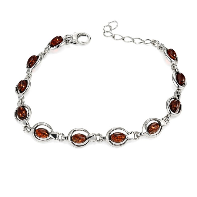 Sterling silver bracelet with amber L 2063 | Polcarat Design