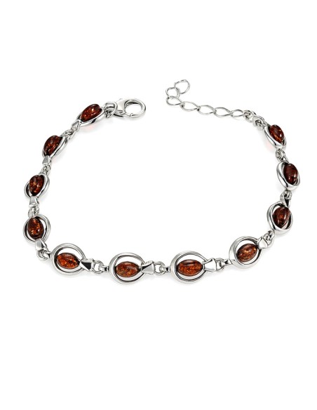 Sterling silver bracelet with amber L 2063 | Polcarat Design