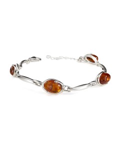 Sterling silver bracelet with amber L 2140 | Polcarat Design