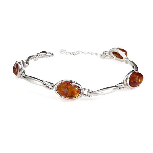 Sterling silver bracelet with amber L 2140 | Polcarat Design