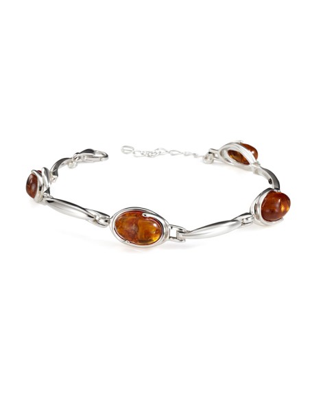 Sterling silver bracelet with amber L 2140 | Polcarat Design
