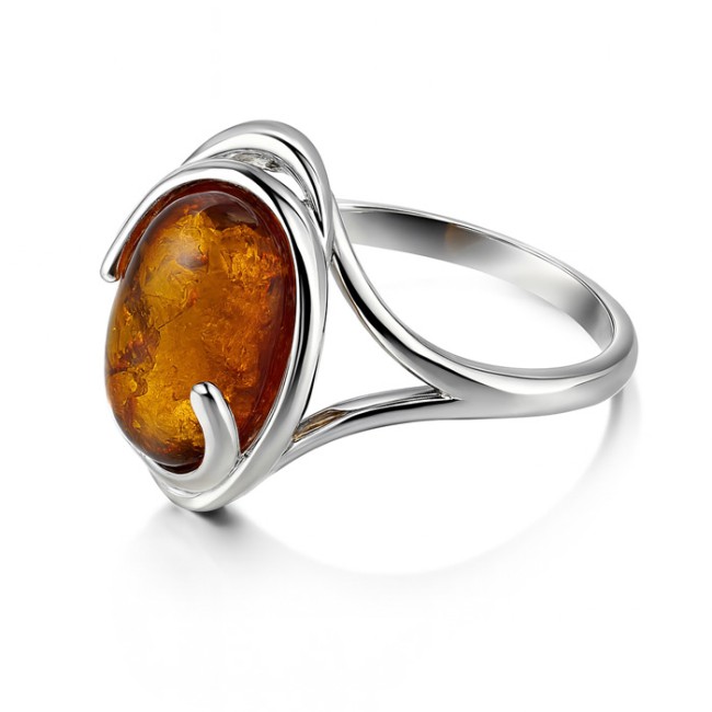 Sterling silver ring with amber PK 2140 | Polcarat Design