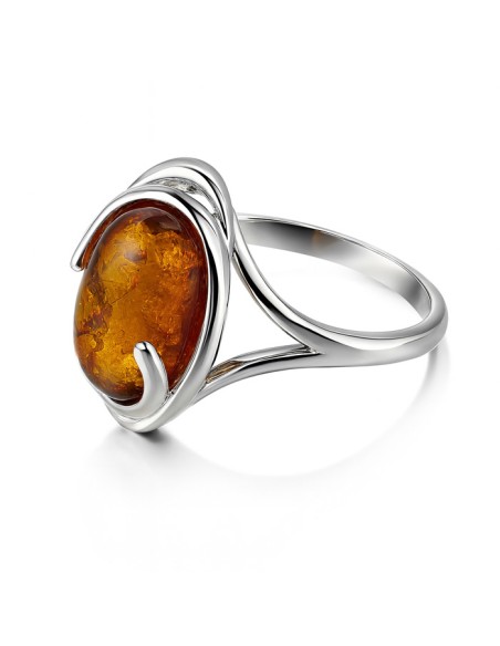 Pierścionek z Bursztynem ze Srebra PK 2140|Polcaratdesign.pl Biżuteria