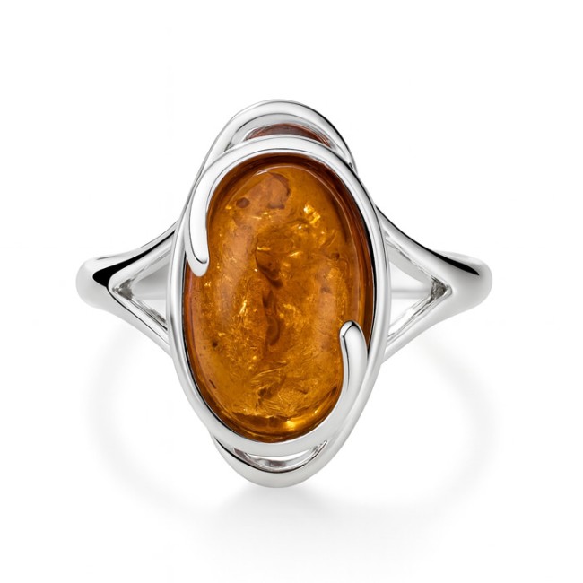Sterling silver ring with amber PK 2140 | Polcarat Design
