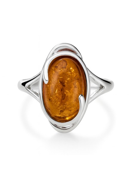 Sterling silver ring with amber PK 2140 | Polcarat Design