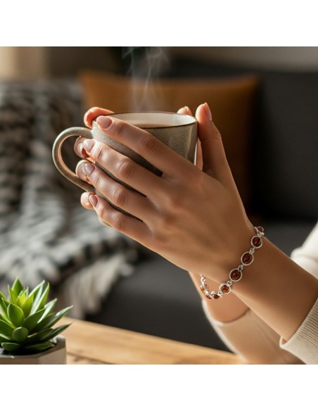 Sterling silver bracelet with amber L 2063 | Polcarat Design