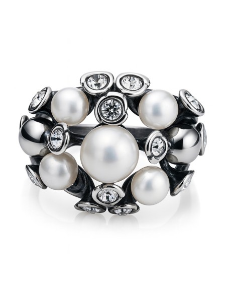 Silver ring with pearl and Swarovski crystals PK 1921