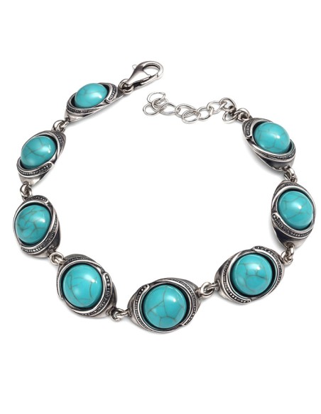 Bransoletka z turkusem oksydowana srebro L 1805 turkus|Polcaratdesign.pl Biżuteria