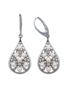 Sterling silver earrings with pearls and crystals K 1959