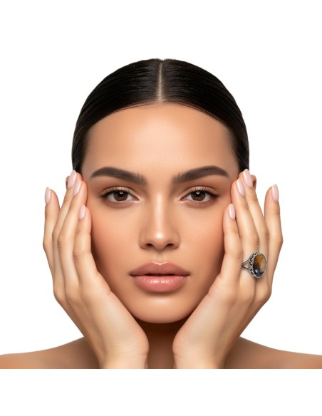 Srebrny pierścionek z kamieniem Tygrysie oko PK 2127|Polcaratdesign.pl Biżuteria