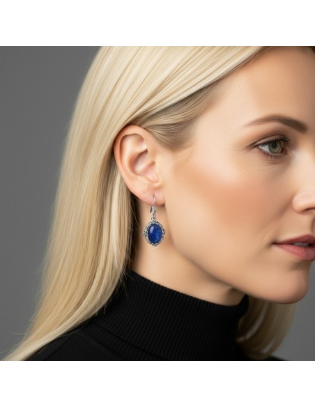 Silver earrings with Lapis Lazuli. The largest selection of jewelry with natural stones at Polcarat Design.