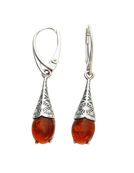 Silver earrings with amber KA 034 Polcarat Design