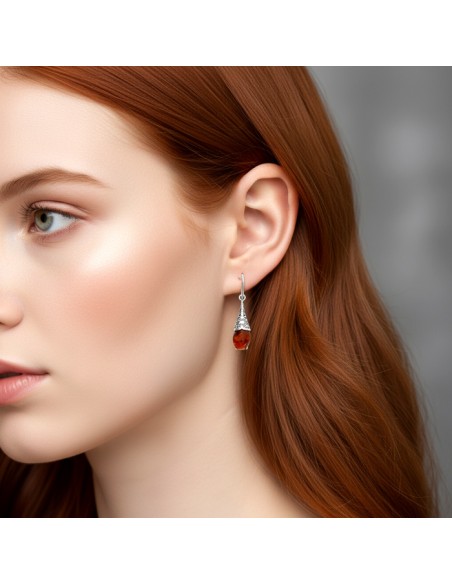 Silver earrings with amber KA 034 Polcarat Design